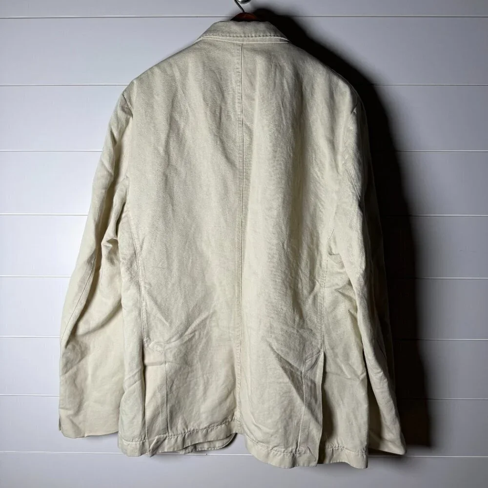 Banana Republic Blazer Sport Coat Mens 44R Beige Cotton Linen